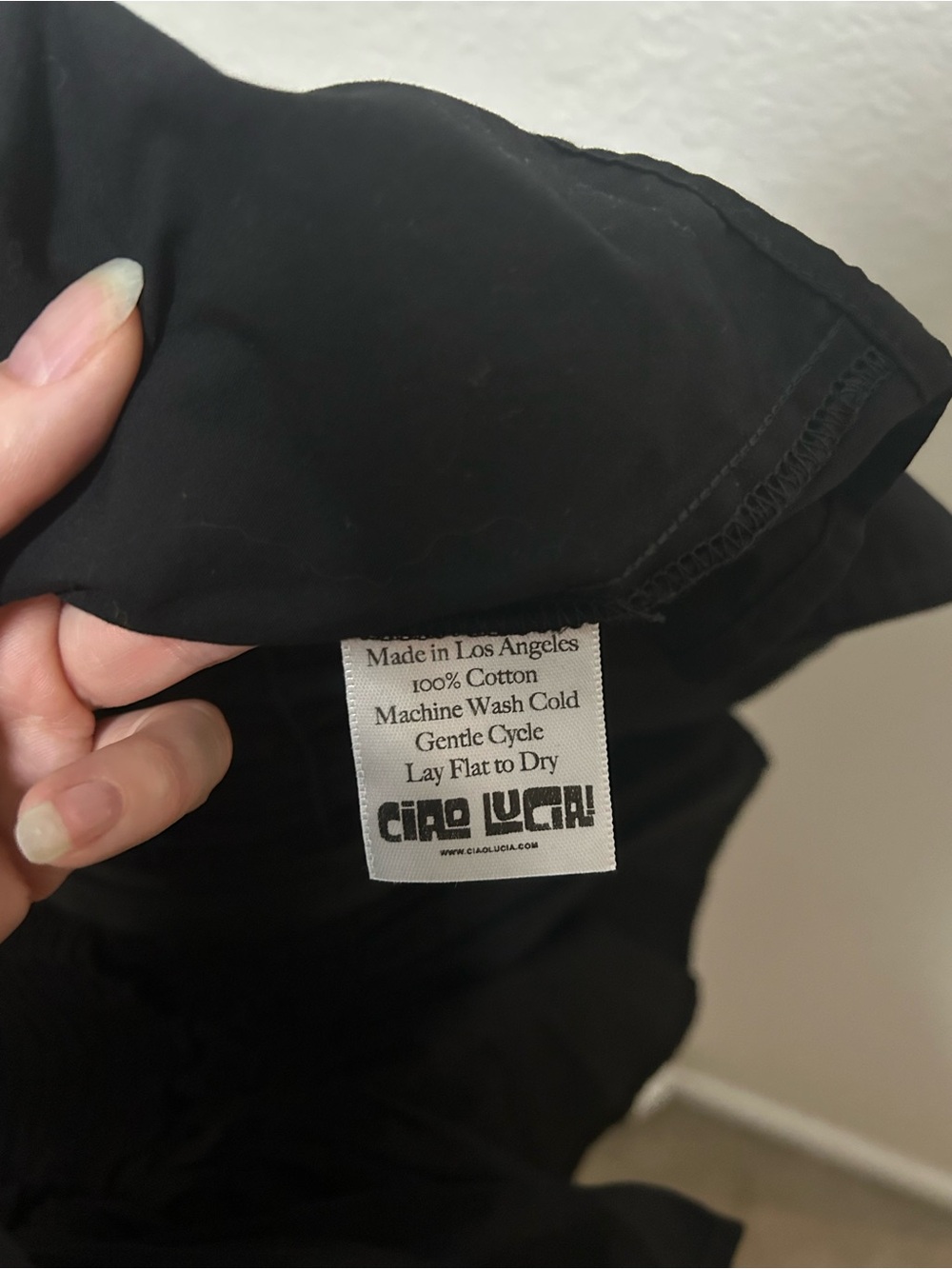 NWT Ciao Lucia Amalia Halter Top Black Cotton Poplin Size Large Made in LA - Picture 5 of 7